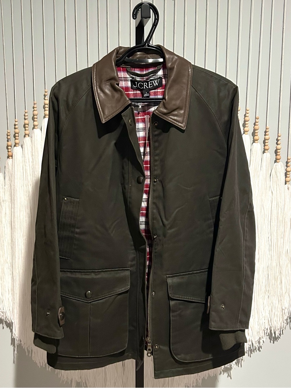 J.CREW Broken In Barn Jacket with Faux Leather Collar, Size S - Picture 6 of 8